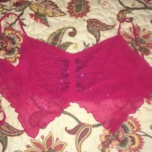 Fuchsia butterfly crop top